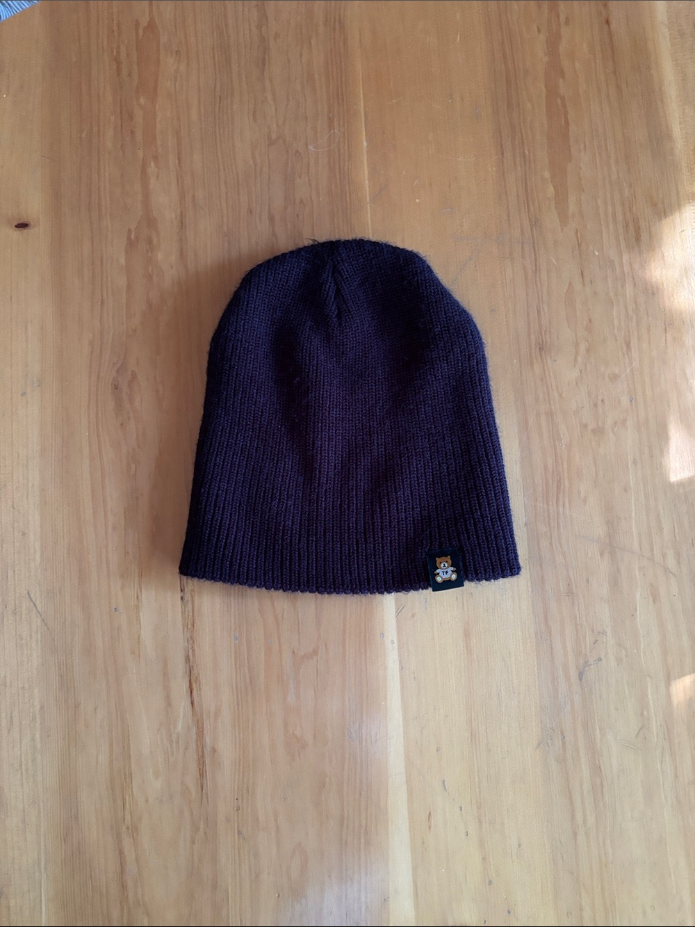 Teddy Fresh Black Knit Beanie with Logo Patch